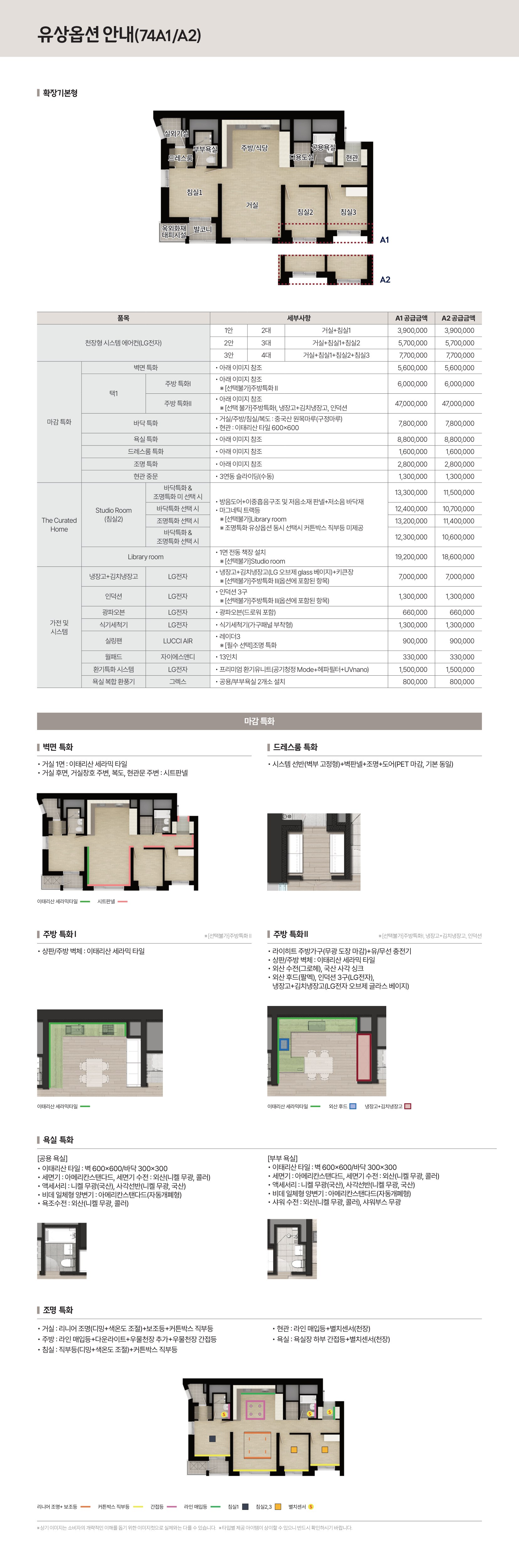 유상옵션 안내 74A1/A2